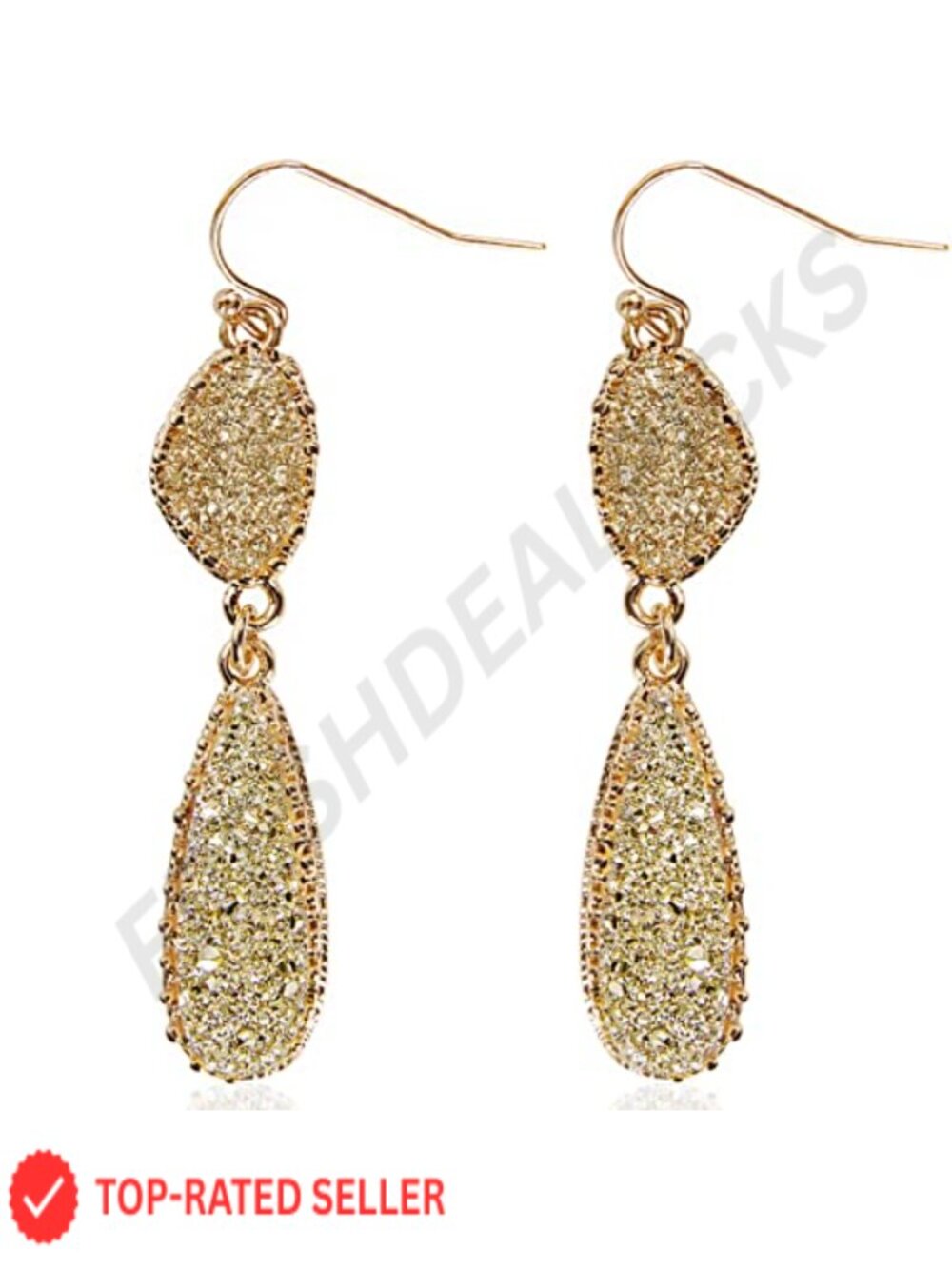 Simulated Druzy Chandelier Dangle Earrings Gold Plated